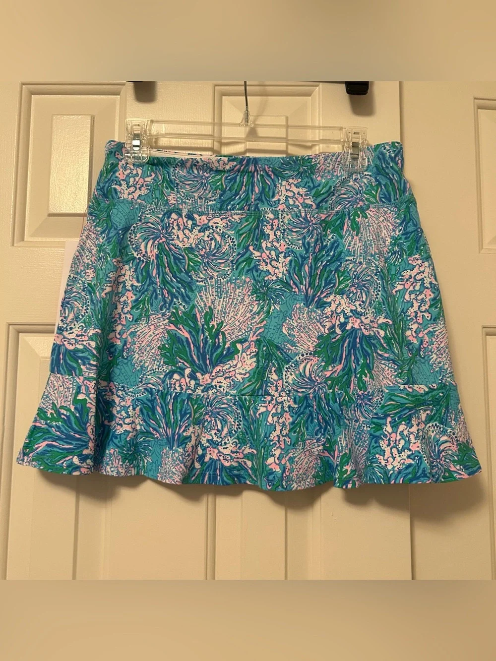 Lilly Pulitzer Luxletic Zadora High Rise Skort Strong Current Sea Sz Medium NWT